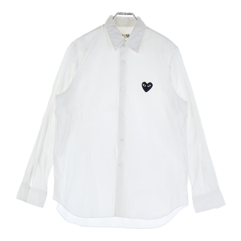 PLAY COMME des GARCONS(プレイコムデギャルソン) フロントハートロゴエンブロイダリー 長袖シャツ ホワイト