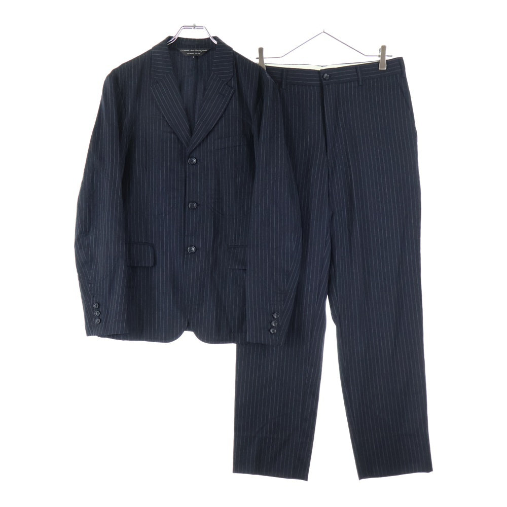 COMME des GARCONS HOMME PLUS(コムデギャルソンオムプリュス) 10AW AD2010 ウール ストライプ 3B シングルテーラードジャケット スラックスパンツ ブラック PF-J089/PF-P051