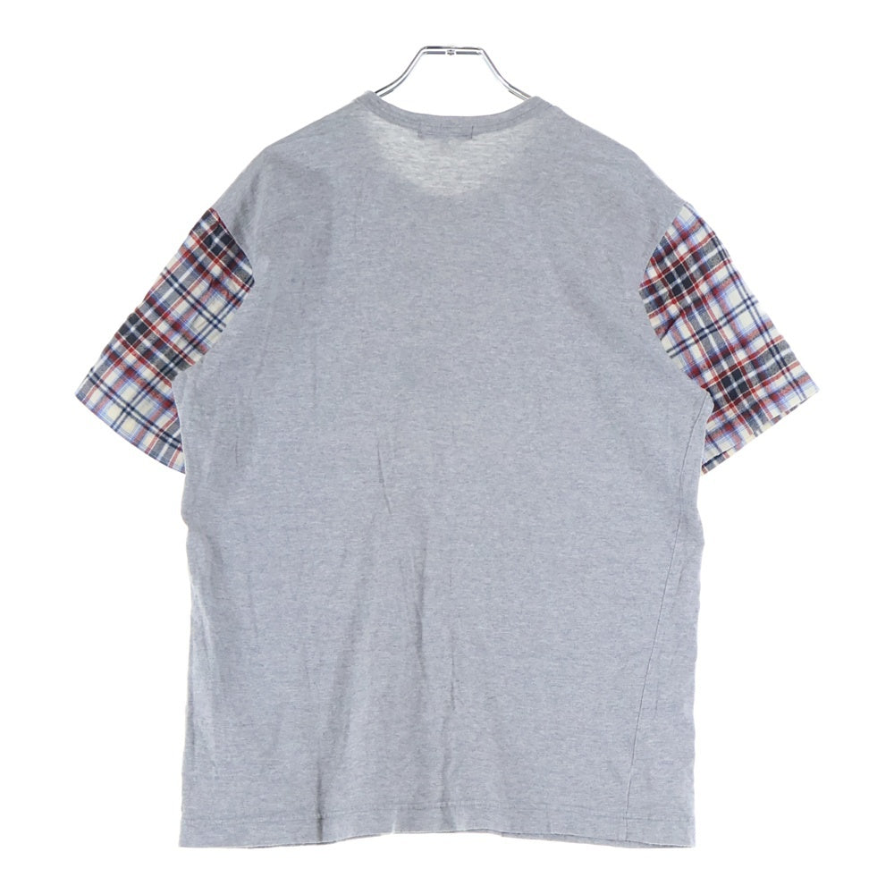 COMME des GARCONS HOMME(コムデギャルソンオム) 09AW AD2009 チェックスイッチング クルーネック 半袖Tシャツ カットソー グレー HD-T118