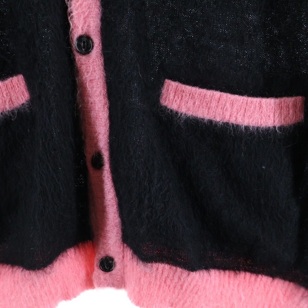 WACKO MARIA(ワコマリア) 10AW トランプガール刺繍 モヘアカーディガン ブラック/ピンク 10AW-KNT-07