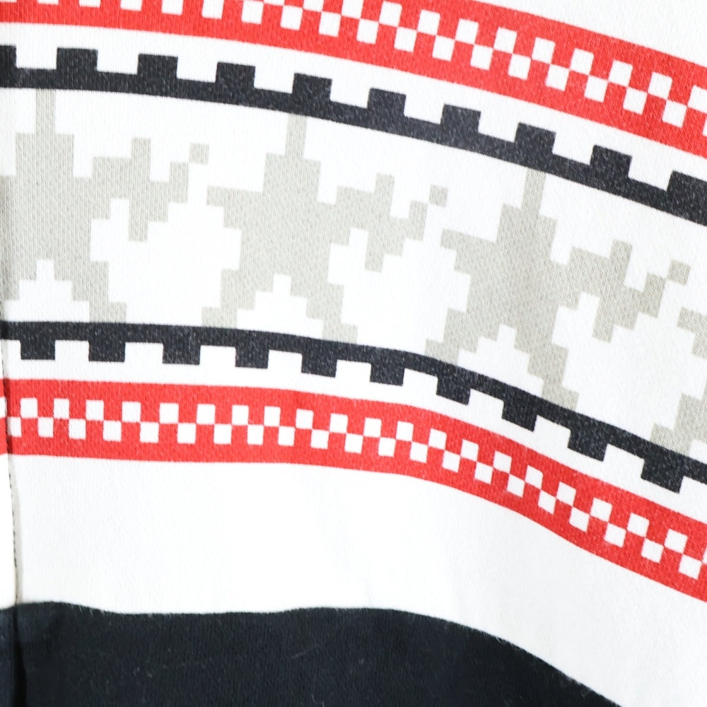 A BATHING APE(アベイシングエイプ) ノルディック柄 ダブルジップスウェットパーカー フーディー ブラック/ホワイト/レッド