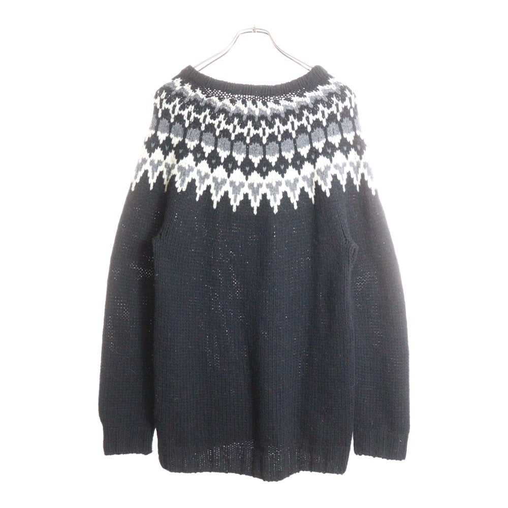 WACKO MARIA(ワコマリア) 16AW NORDIC SWEATER ノルディック柄 クルーネック ウールニットセーター ブラック 16FW-WMK-KN12