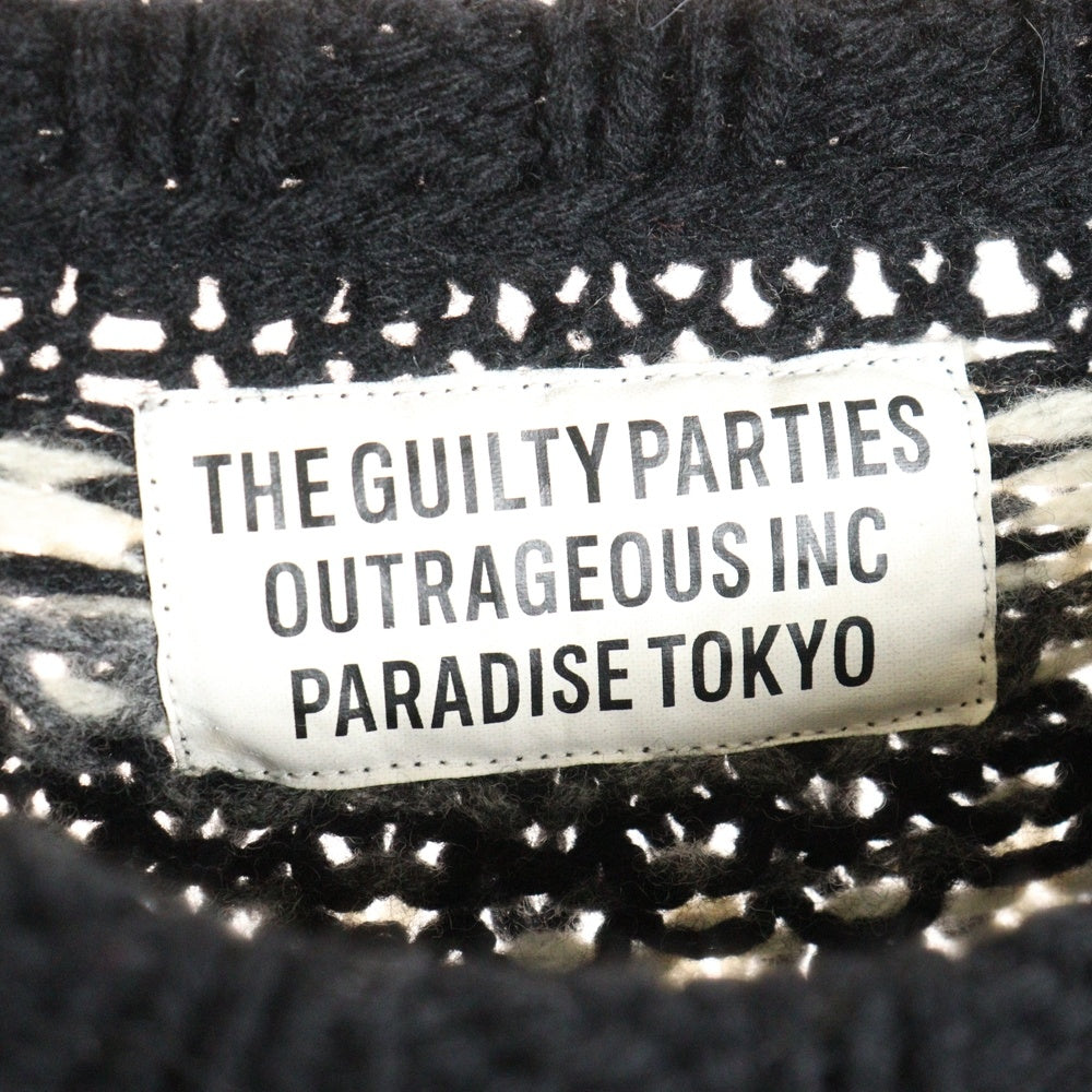 WACKO MARIA(ワコマリア) 16AW NORDIC SWEATER ノルディック柄 クルーネック ウールニットセーター ブラック 16FW-WMK-KN12