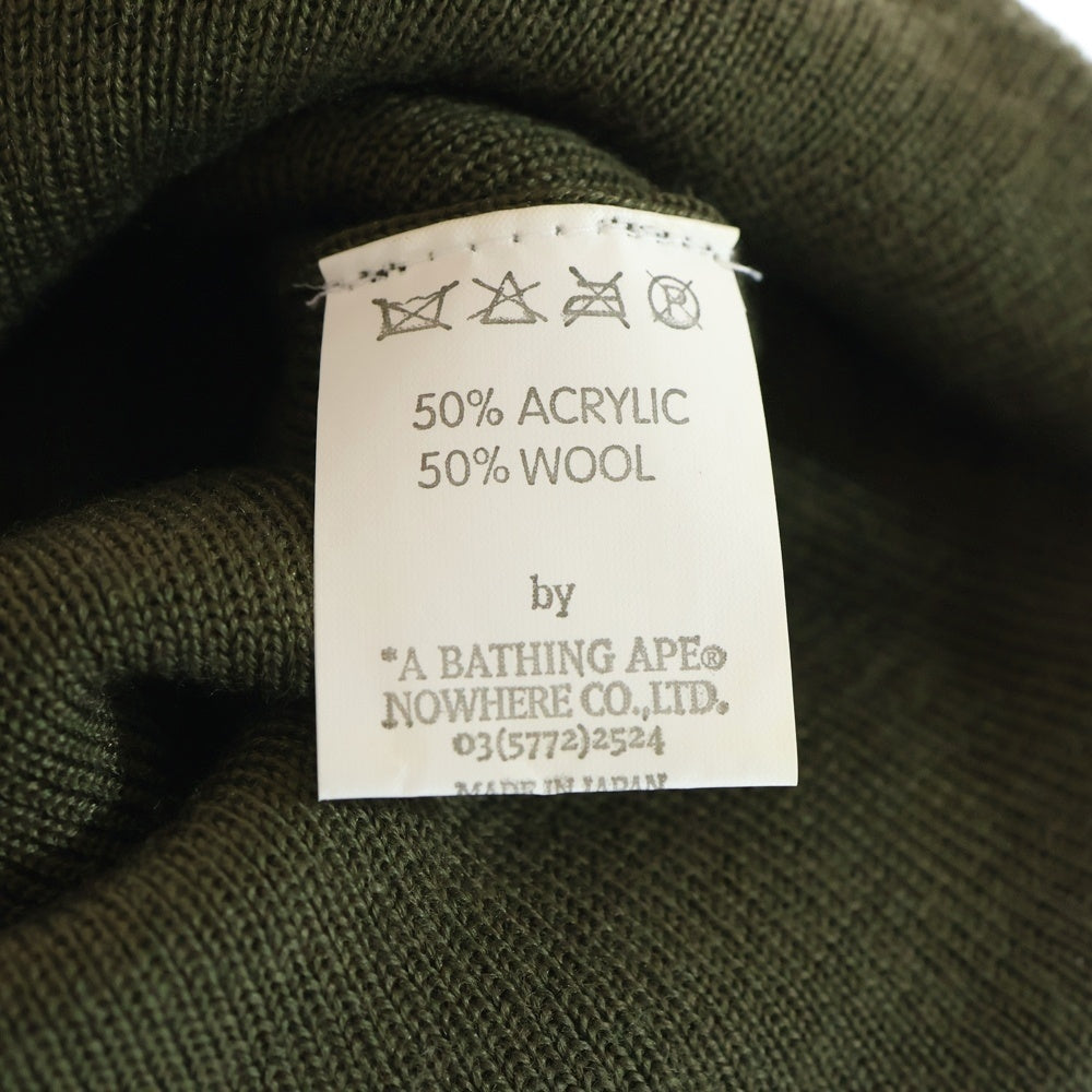 A BATHING APE(アベイシングエイプ) ヘットロゴエンブロイダリー ニットキャップ ビーニー カーキ