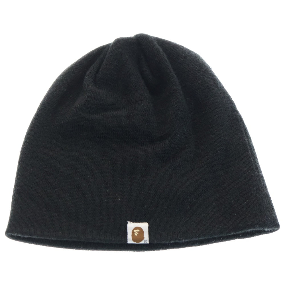 A BATHING APE(アベイシングエイプ) サンダーロゴ ニットキャップ ビーニー ブラック/ホワイト