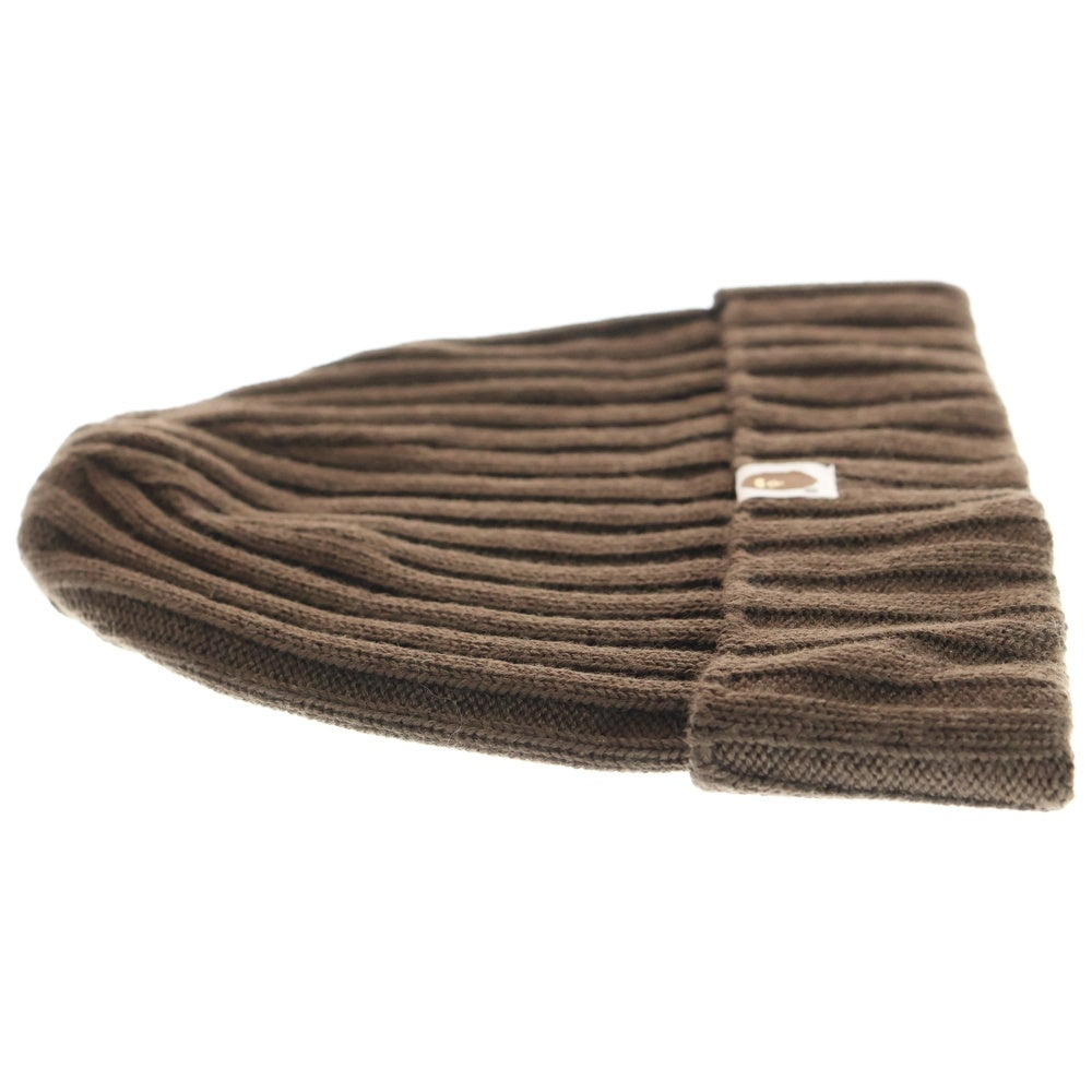 A BATHING APE(アベイシングエイプ) ビックヘットパッチ ニットキャップ ビーニー ブラウン