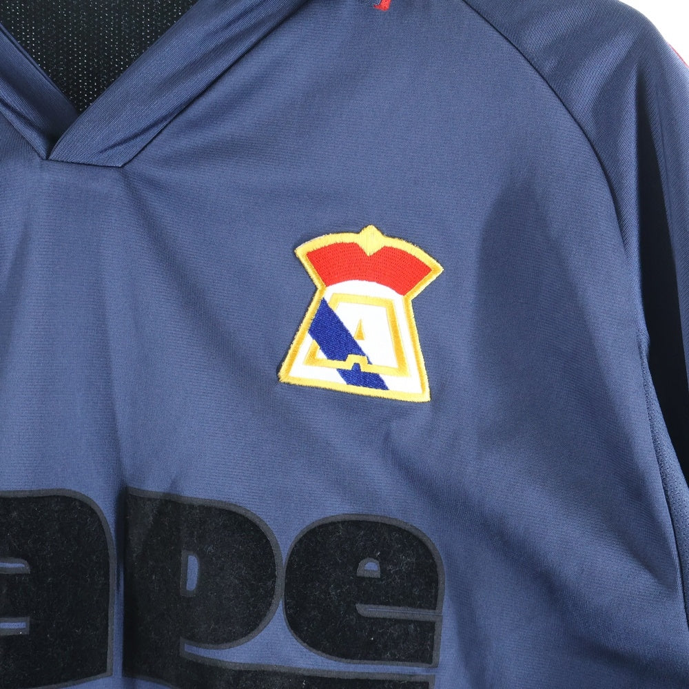 A BATHING APE(アベイシングエイプ) ロゴプリント スターエンブロイダリー メッシュ リバーシブル 半袖フットボールゲームTシャツ カットソー ブラック/ネイビー