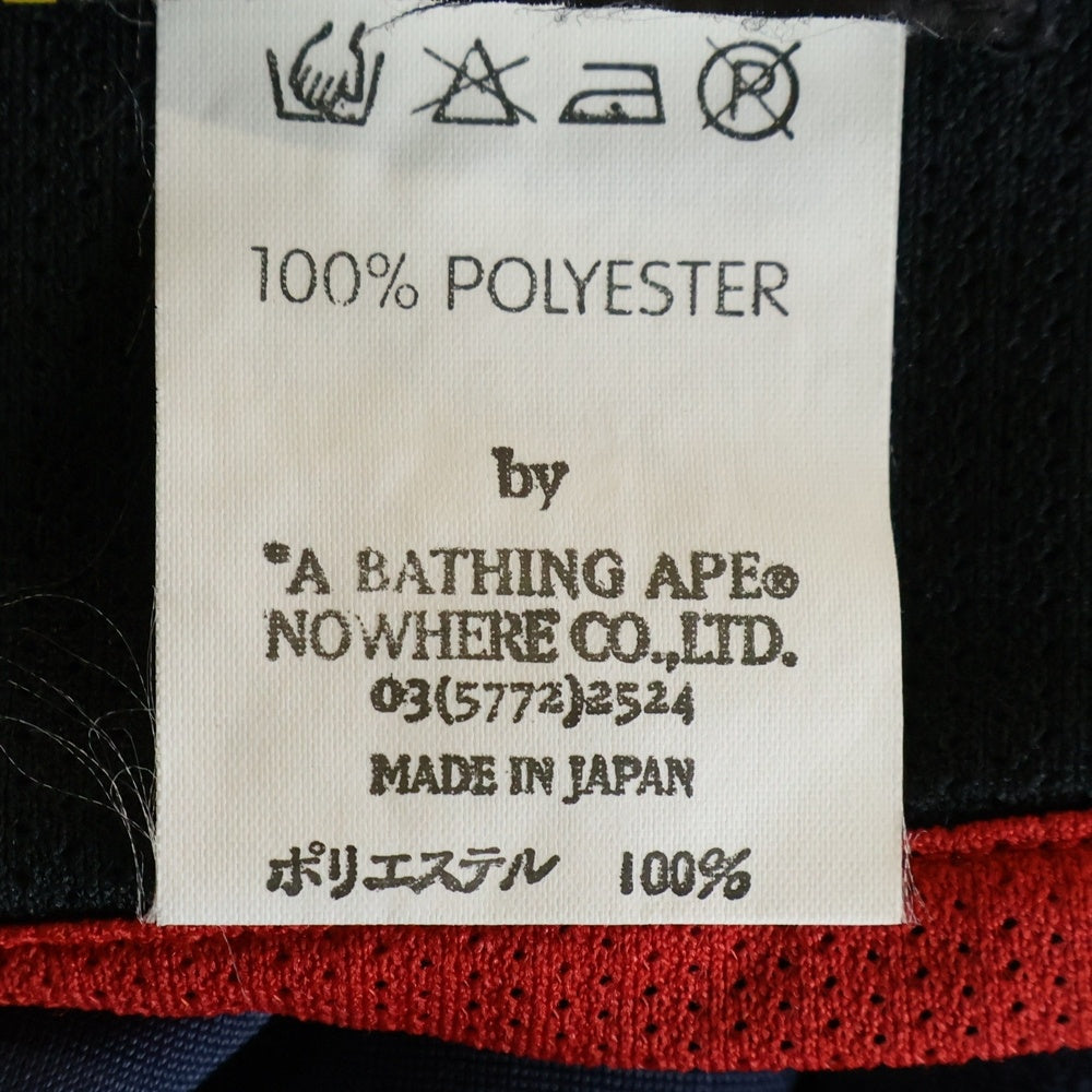 A BATHING APE(アベイシングエイプ) ロゴプリント スターエンブロイダリー メッシュ リバーシブル 半袖フットボールゲームTシャツ カットソー ブラック/ネイビー