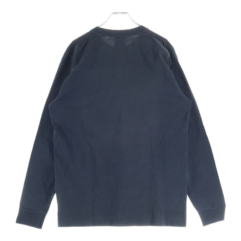 A BATHING APE(アベイシングエイプ) センター ロゴプリント クルーネック 長袖ロングスリーブTシャツ カットソー ブラック/オレンジ