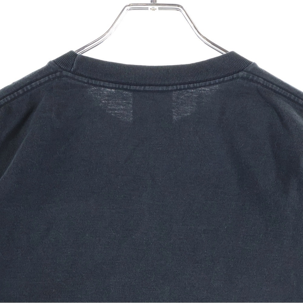 A BATHING APE(アベイシングエイプ) センター ロゴプリント クルーネック 長袖ロングスリーブTシャツ カットソー ブラック/オレンジ