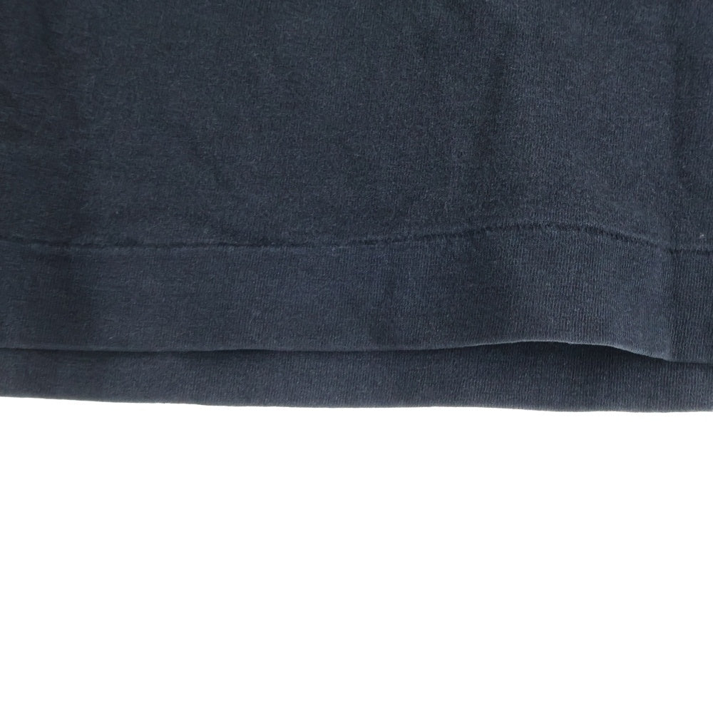 A BATHING APE(アベイシングエイプ) センター ロゴプリント クルーネック 長袖ロングスリーブTシャツ カットソー ブラック/オレンジ