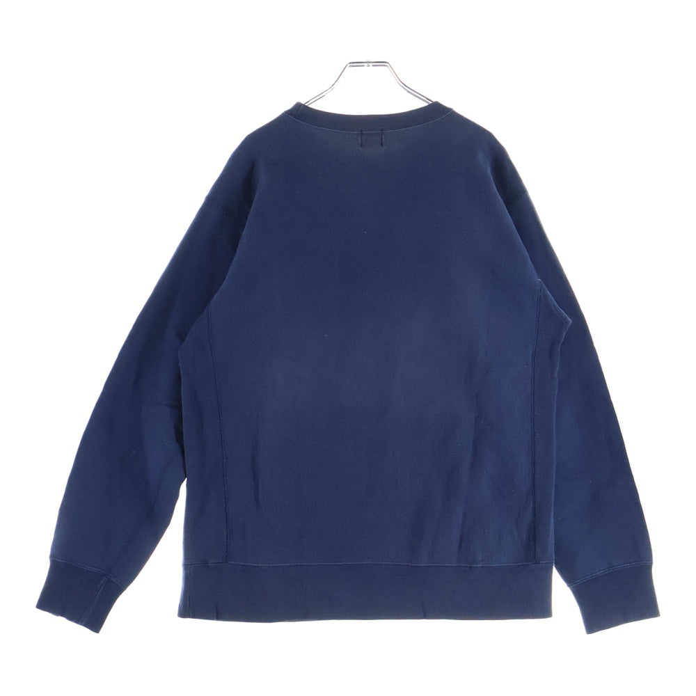 A BATHING APE(アベイシングエイプ) 猿顔ロゴプリント クルーネック リブスウェット ネイビー