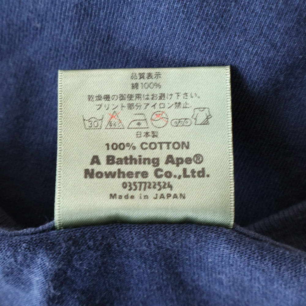 A BATHING APE(アベイシングエイプ) スターロゴプリント ロングスリーブ 長袖Tシャツ カットソー ネイビー