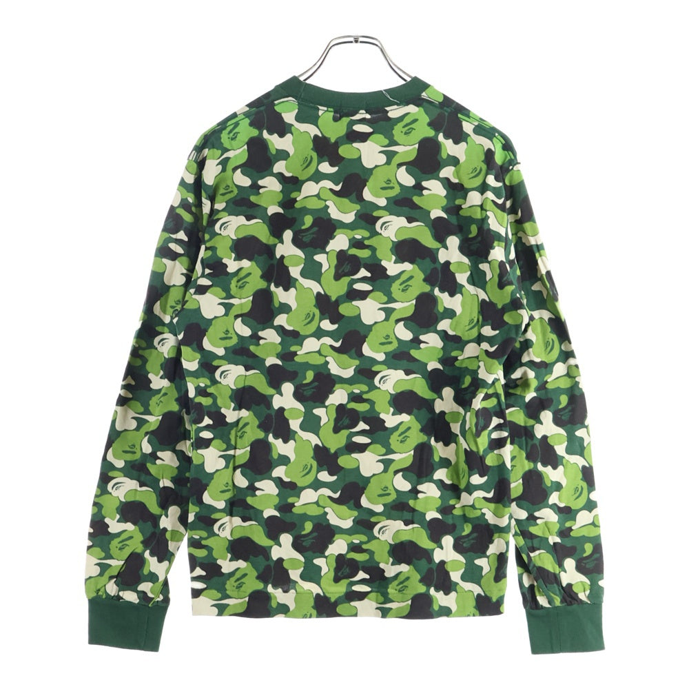A BATHING APE(アベイシングエイプ) BAPE LOGO ABC CAMO SWAROVSKI ベイプロゴ スワロフスキー カモ柄 ロングスリーブ 長袖Tシャツ カットソー グリーン