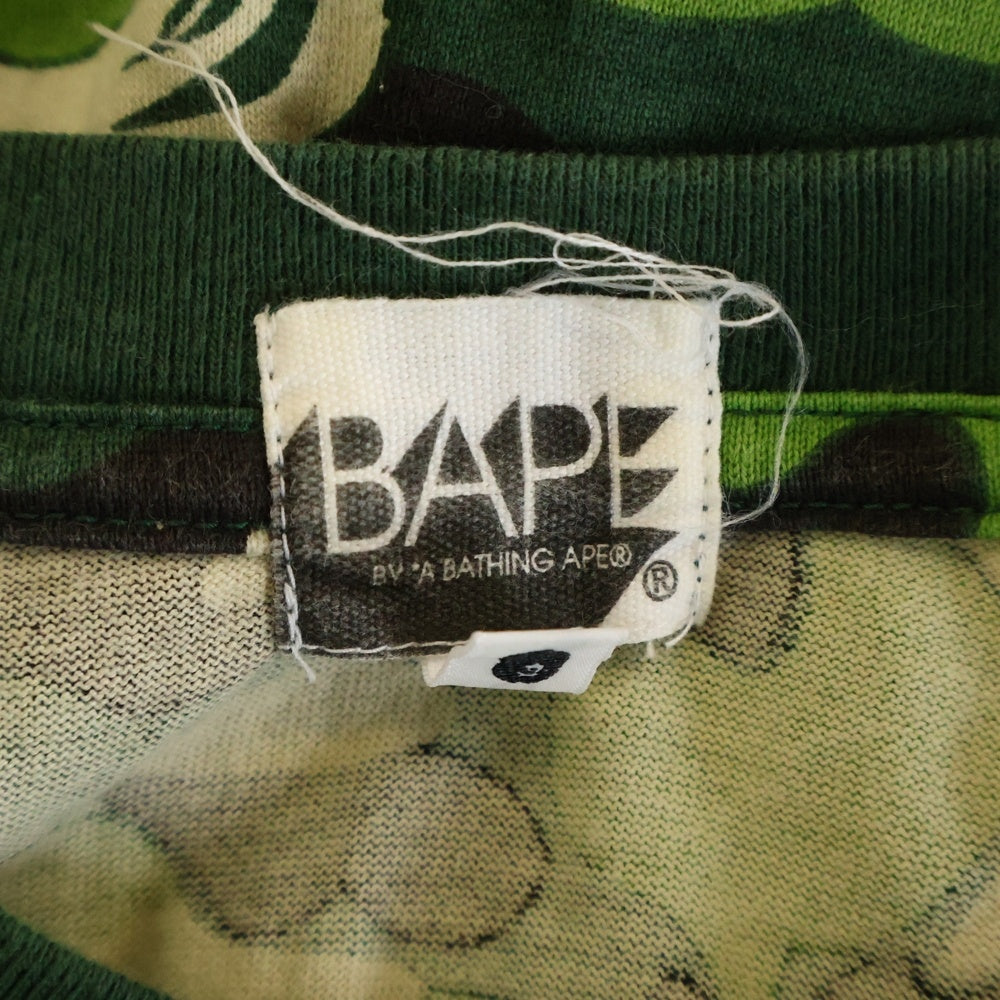 A BATHING APE(アベイシングエイプ) BAPE LOGO ABC CAMO SWAROVSKI ベイプロゴ スワロフスキー カモ柄 ロングスリーブ 長袖Tシャツ カットソー グリーン