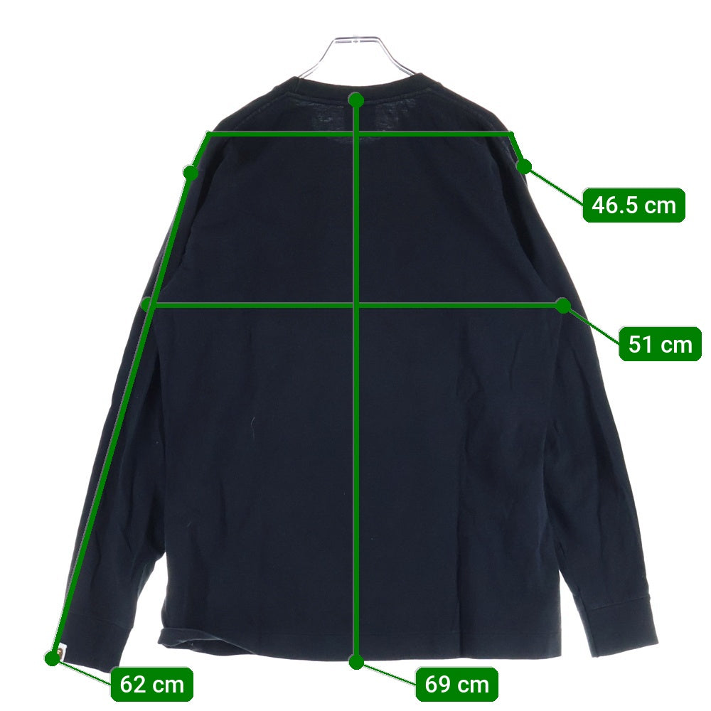 A BATHING APE(アベイシングエイプ) カモ柄サルロゴプリント ロングスリーブ 長袖Tシャツ カットソー ブラック/オレンジ