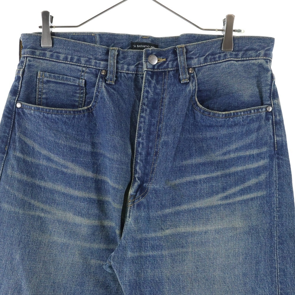 A BATHING APE(アベイシングエイプ) BAPE STA カモロゴプリント ジップフライ デニムパンツ インディゴ