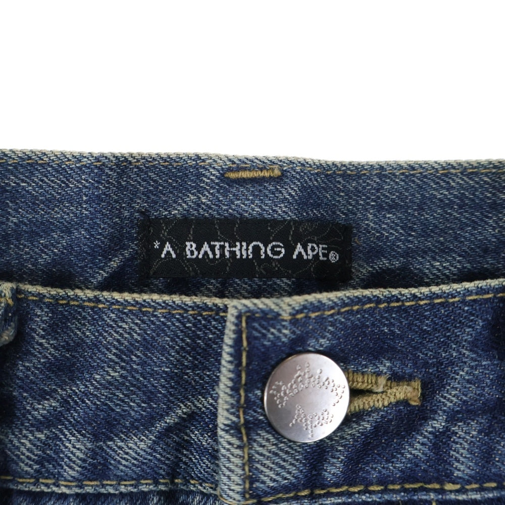 A BATHING APE(アベイシングエイプ) BAPE STA カモロゴプリント ジップフライ デニムパンツ インディゴ