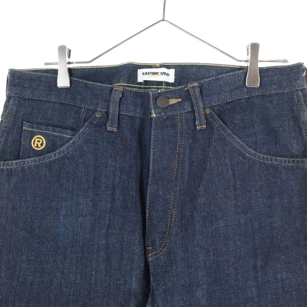 A BATHING APE(アベイシングエイプ) ゴリラロゴパッチ ポケットエンブロイダリー ジップフライ デニムパンツ インディゴ