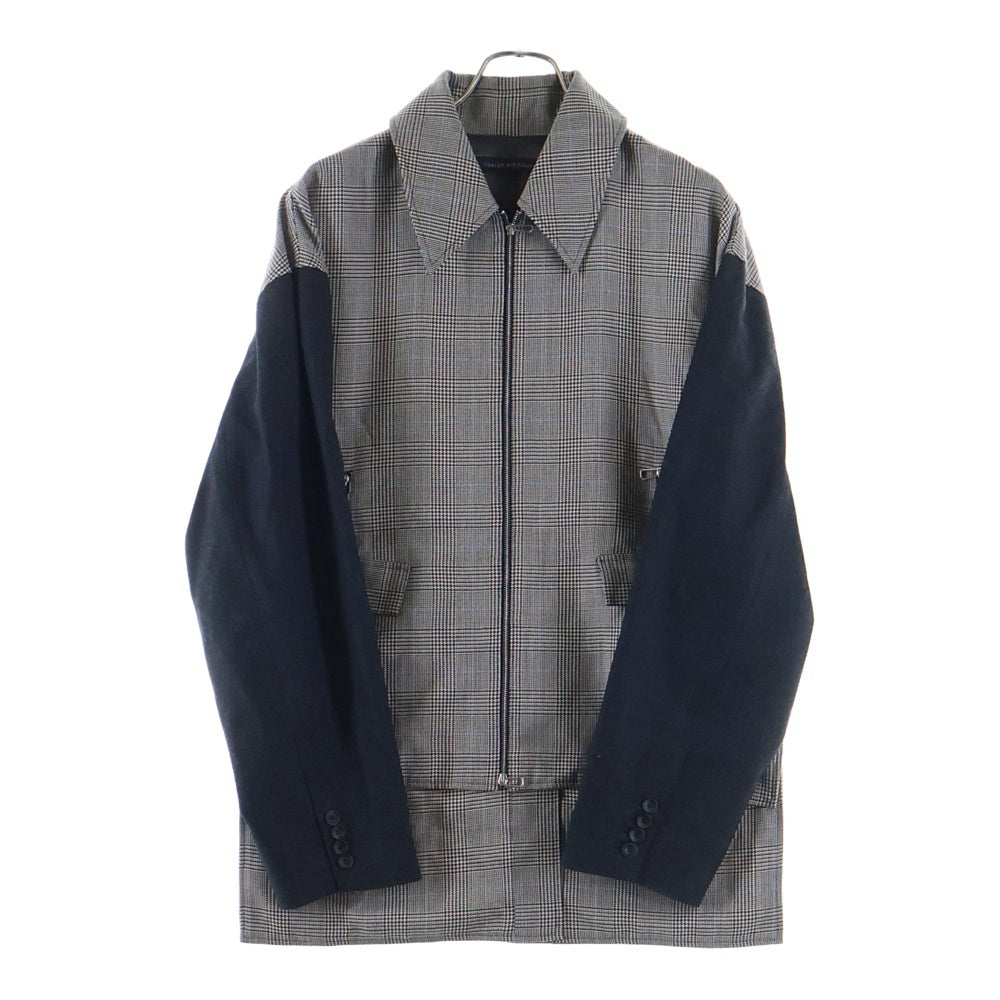 liberum arbitrium(リベルム アルビトリウム) 袖切替 グレンチェック柄 ダブルジップジャケット グレー/ブラウン