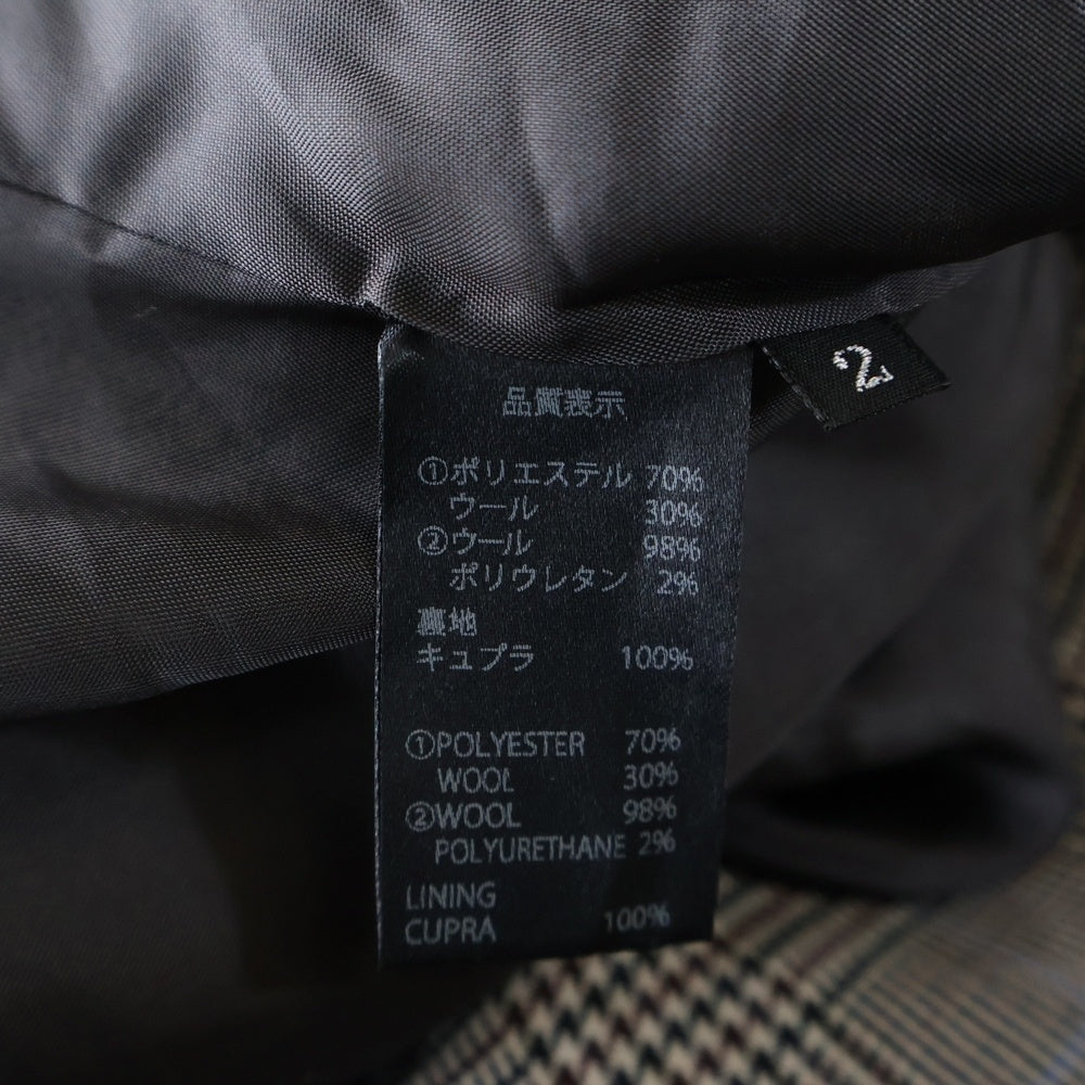 liberum arbitrium(リベルム アルビトリウム) 袖切替 グレンチェック柄 ダブルジップジャケット グレー/ブラウン