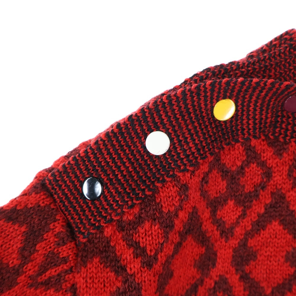 TOGA VIRILIS(トーガ ビリリース) 16AW 総柄 ショルダースナップ加工 ウールニットセーター レッド/イエロー TV62-XN320