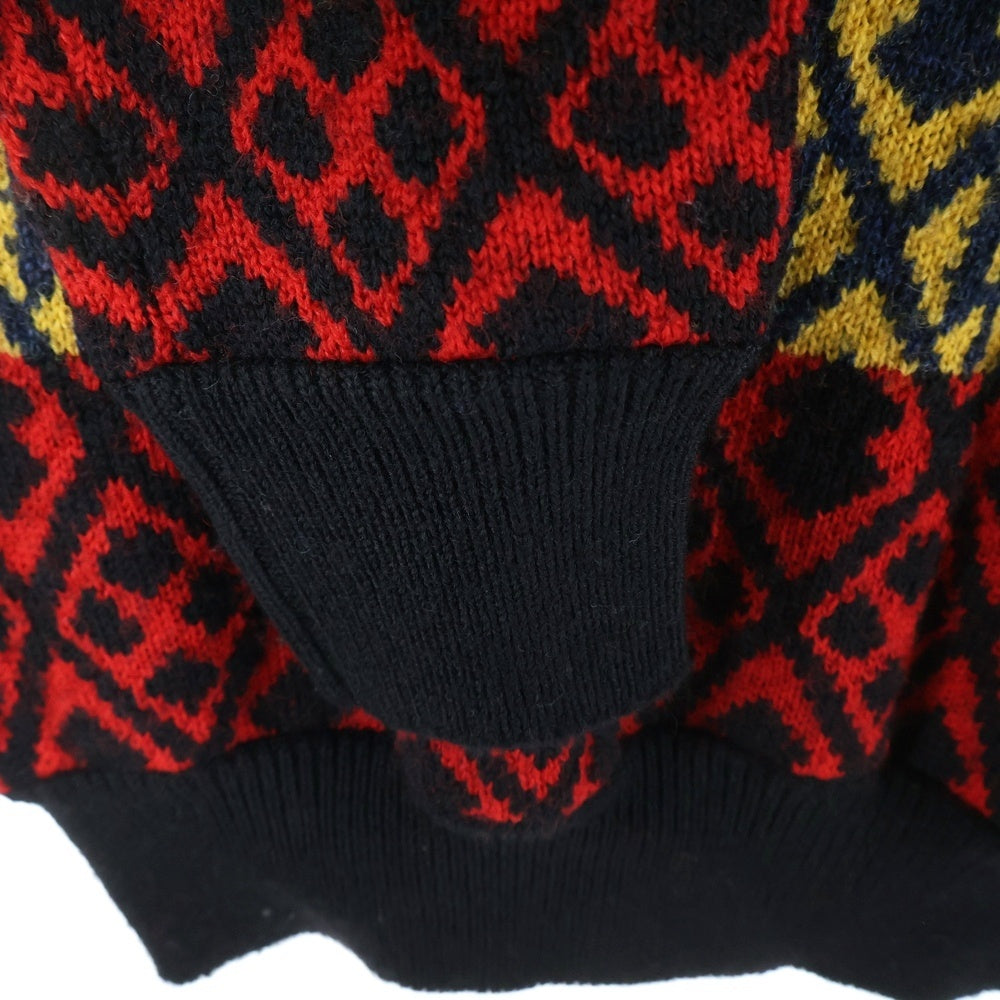 TOGA VIRILIS(トーガ ビリリース) 16AW 総柄 ショルダースナップ加工 ウールニットセーター レッド/イエロー TV62-XN320