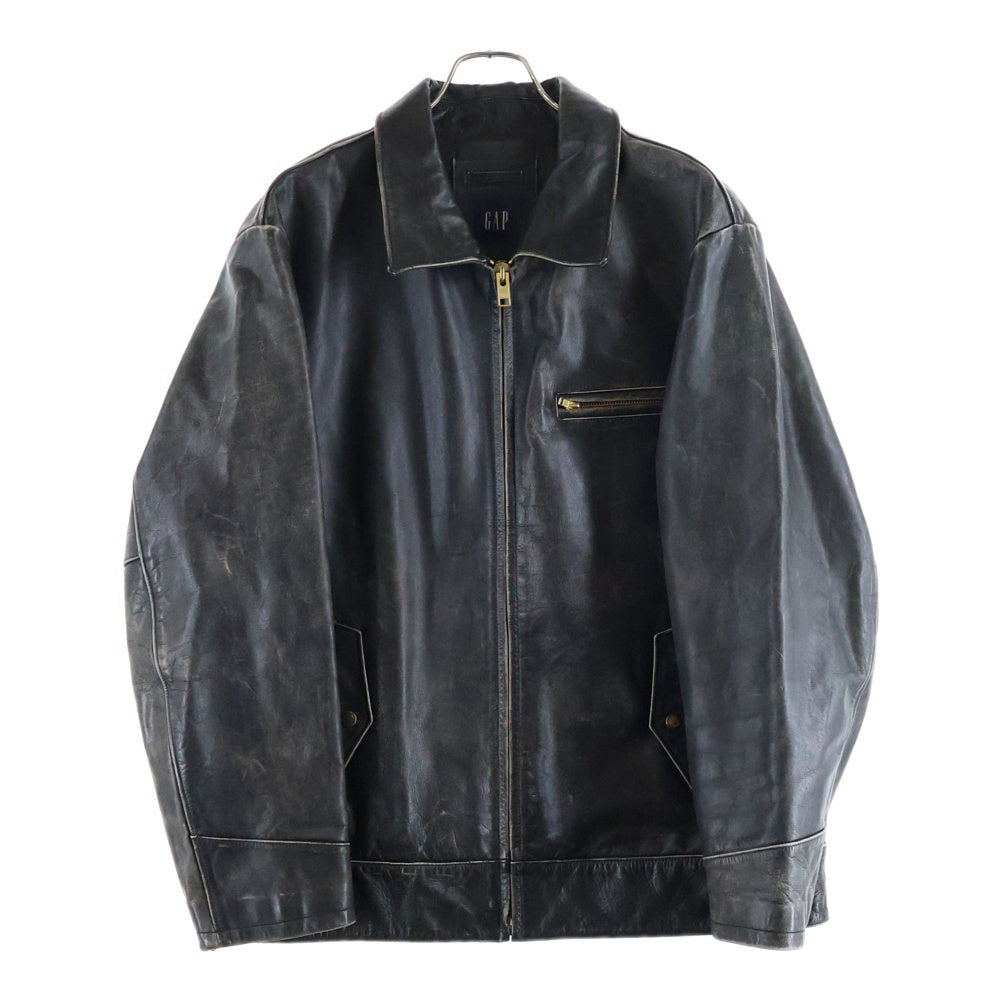 GAP(ギャップ) 90S VINTAGE ヴィンテージ ジップアップ カウレザージャケット ブラック