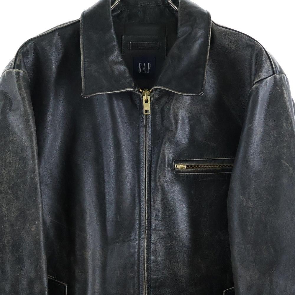GAP(ギャップ) 90S VINTAGE ヴィンテージ ジップアップ カウレザージャケット ブラック