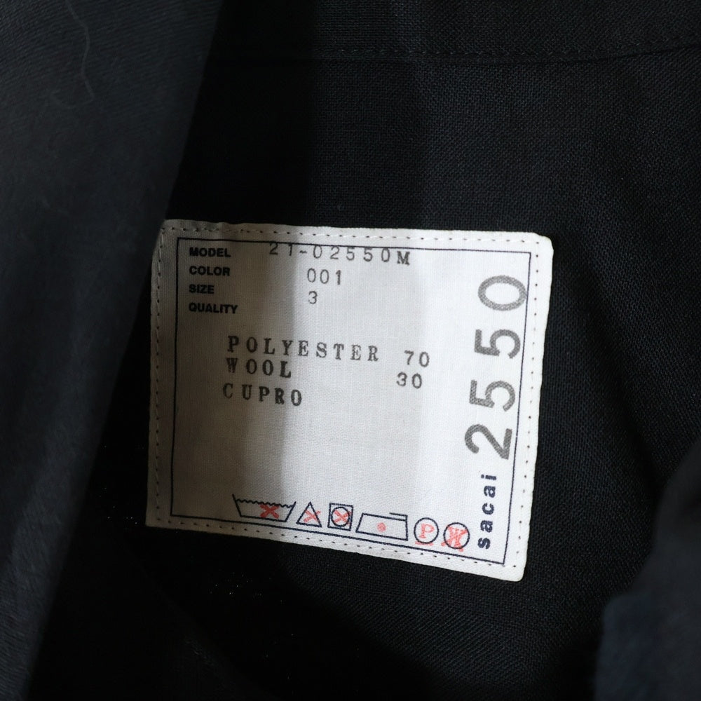 Sacai(サカイ) 21AW SUITING JACKET ドッキングスーチングジャケット ブラック 21-02550M