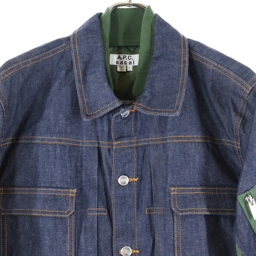 Sacai(サカイ) ×A.P.C. EIMI DENIM JACKET エイミーデニムジャケット インディゴ/カーキ 21E2-PAADX-M02660
