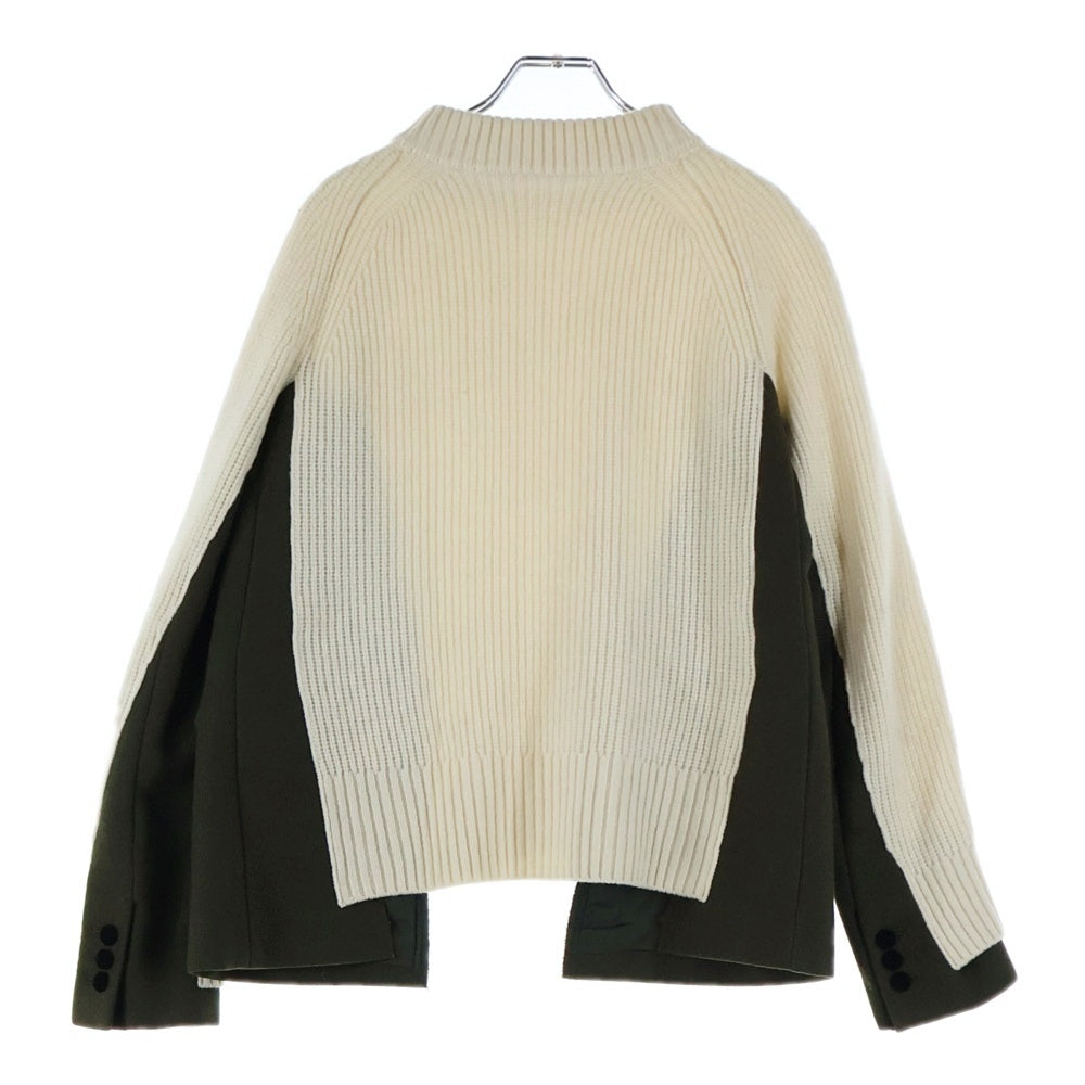 Sacai(サカイ) メルトンドッキング フラップポケット プルオーバー ニット セーター レディース ホワイト 19-04537