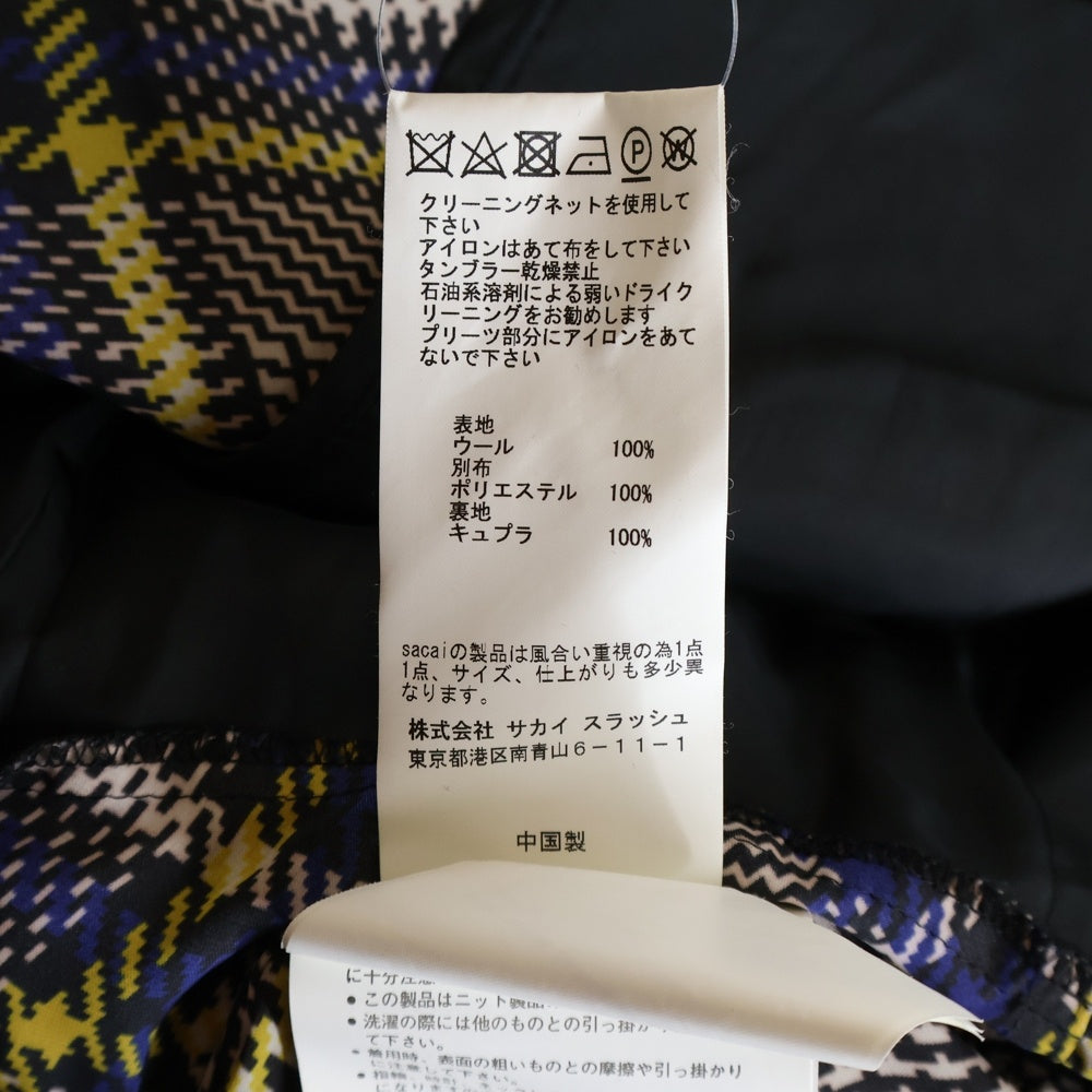 Sacai(サカイ) タートルネックニットドッキング ウエストベルト付き 総柄 ワンピース レディース ネイビー 18-04159