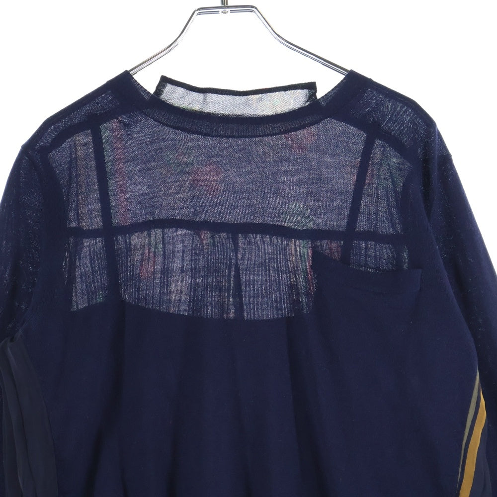 Sacai(サカイ) 17AW レース切り替え フローラル柄 ニット セーター レディース ネイビー 17-03363
