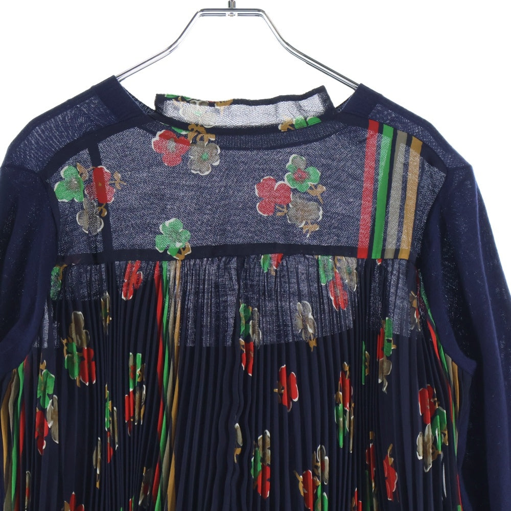 Sacai(サカイ) 17AW レース切り替え フローラル柄 ニット セーター レディース ネイビー 17-03363