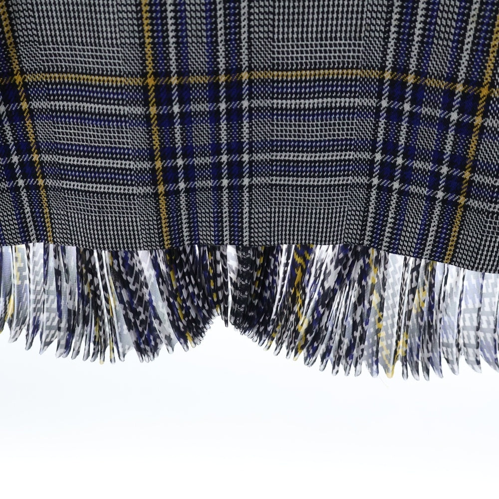 Sacai(サカイ) 総柄レース切り替え ショルダージップ 胸ポケット クルーネック チェック柄 半袖カットソー レディース グレー 18-04160