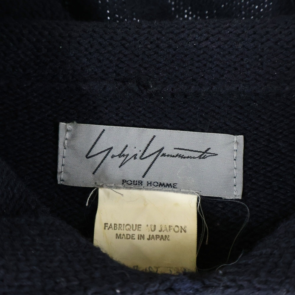 Yohji Yamamoto POUR HOMME(ヨウジヤマモト プールオム) SAMPLE ロングプルオーバーニットパーカー フーディー ブラック