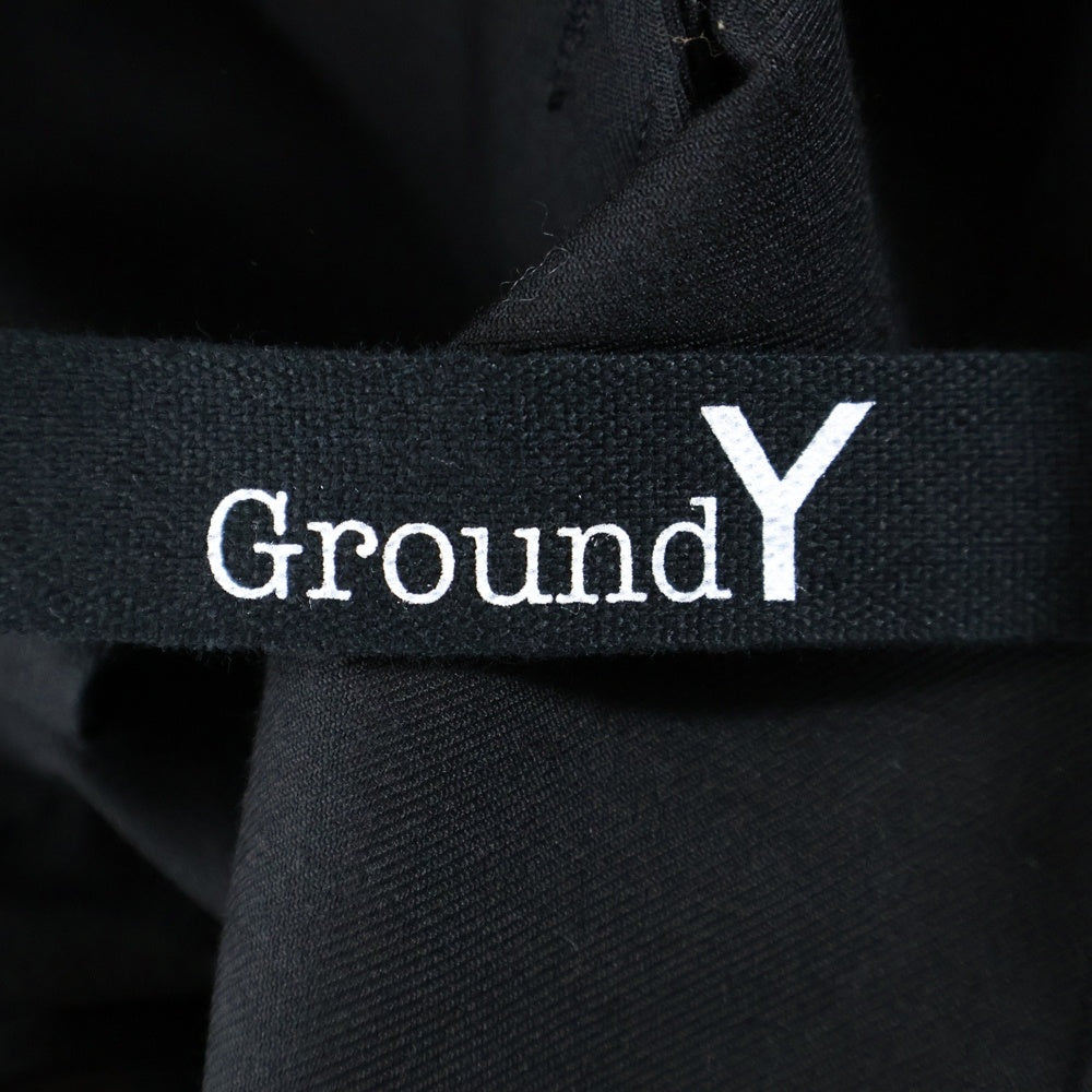 Ground Y(グラウンドワイ) SAMPLE SHOULDER HIGH ASYNMETRY PANTS ショルダーストラップ付 アシンメトリー ワイドパンツ ブラック GT-P04-100