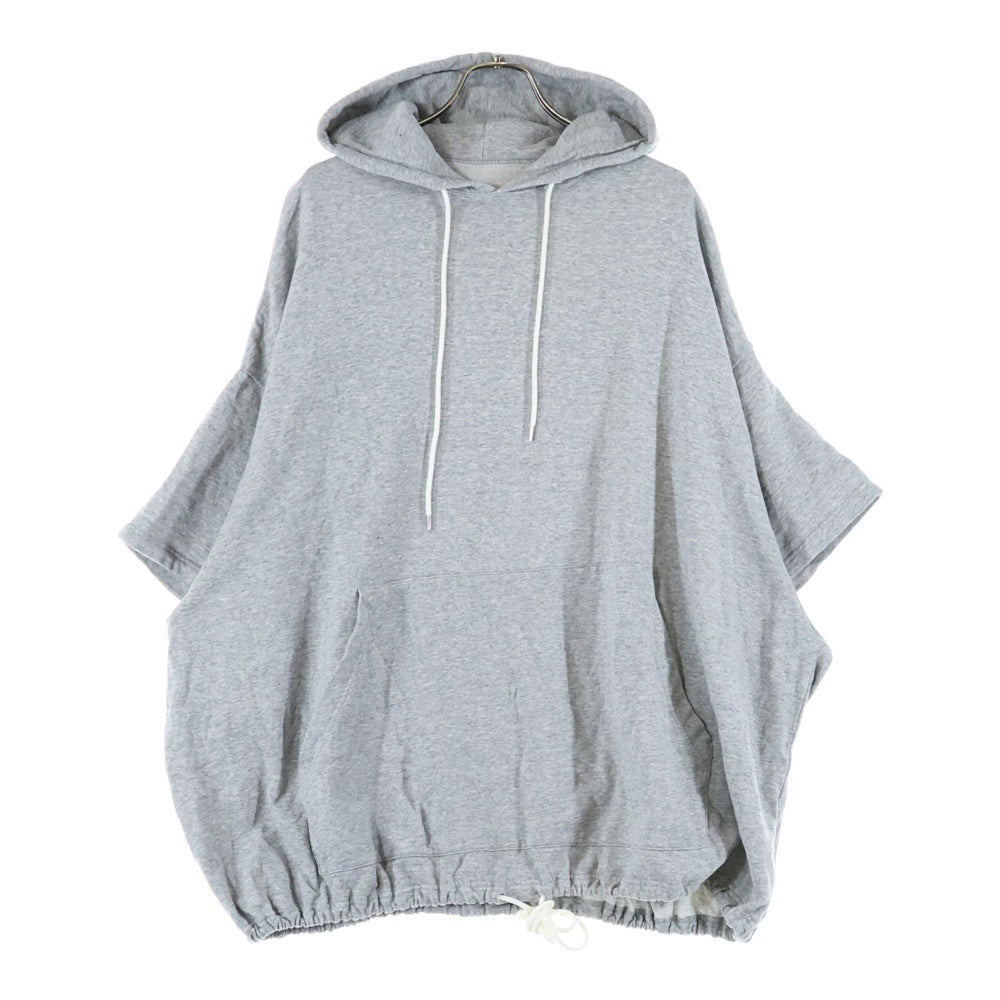 Ground Y(グラウンドワイ) SAMPLE 裾ドローストリング 半袖ビッグプルオーバーパーカー フーディー グレー GG-T13-005