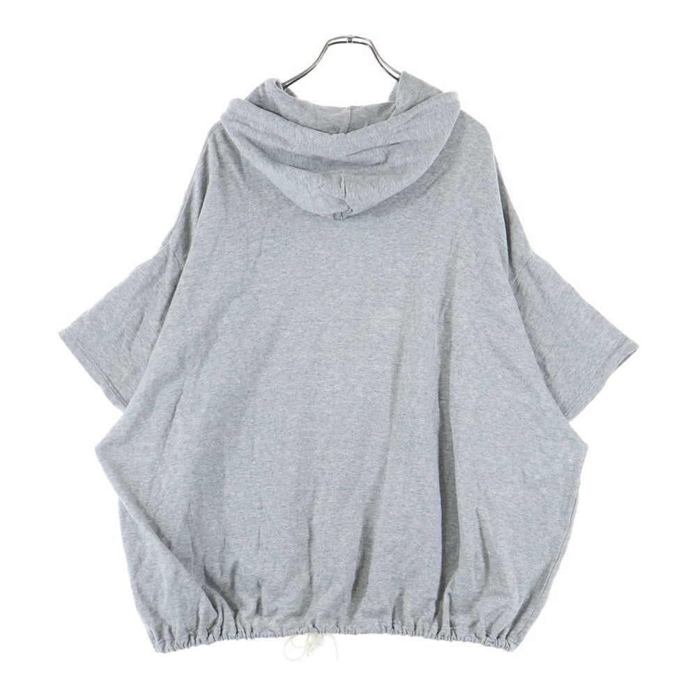 Ground Y(グラウンドワイ) SAMPLE 裾ドローストリング 半袖ビッグプルオーバーパーカー フーディー グレー GG-T13-005