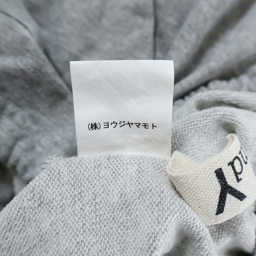 Ground Y(グラウンドワイ) SAMPLE 裾ドローストリング 半袖ビッグプルオーバーパーカー フーディー グレー GG-T13-005