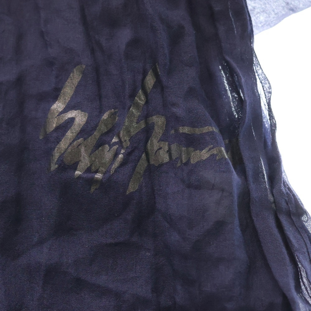 Yohji Yamamoto POUR HOMME(ヨウジヤマモト プールオム) SAMPLE シルク混 大判ストール ネイビー HO-L07-436