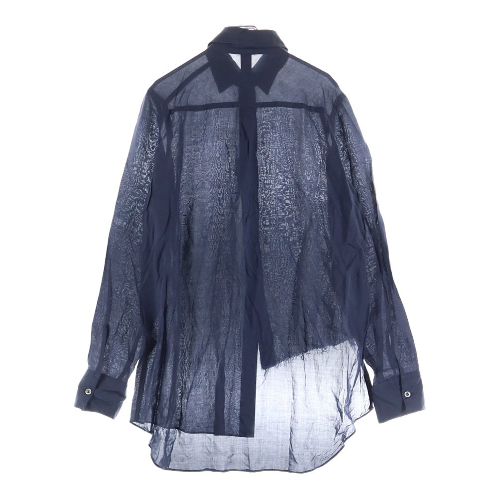 Ground Y(グラウンドワイ) SAMPLE アシンメトリーカットオフ加工 長袖シャツ ネイビー GD- B01-205