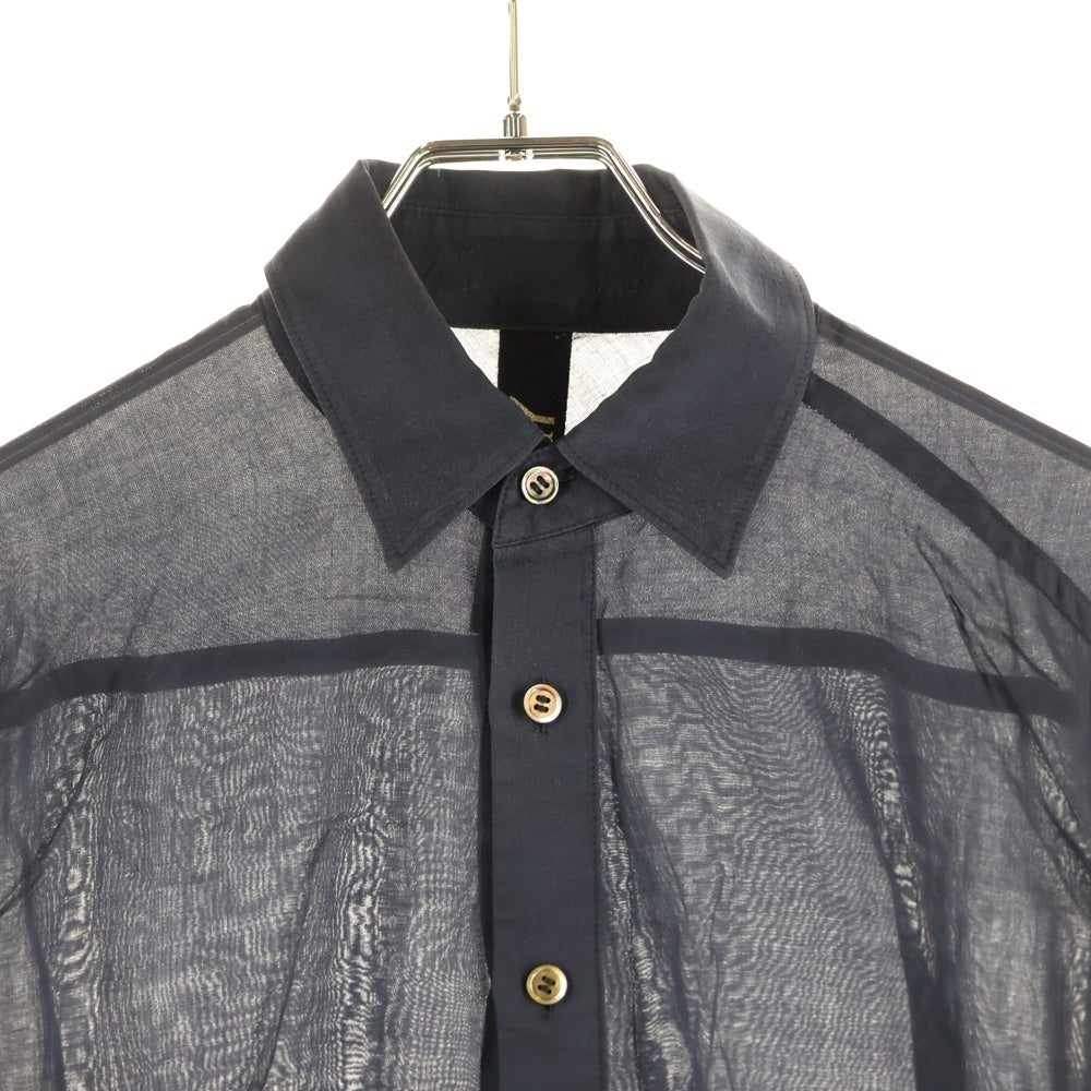 Ground Y(グラウンドワイ) SAMPLE アシンメトリーカットオフ加工 長袖シャツ ネイビー GD- B01-205