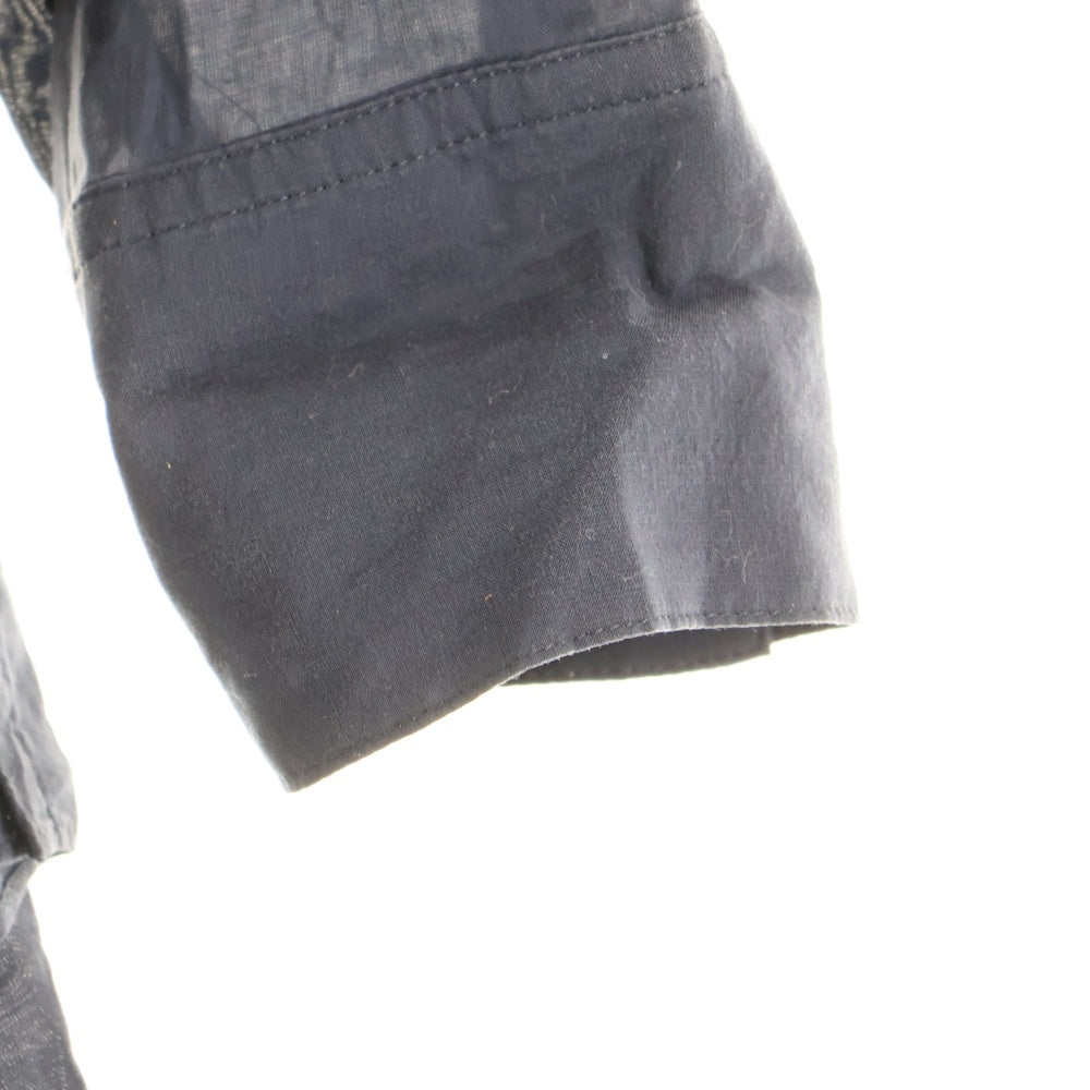 Ground Y(グラウンドワイ) SAMPLE アシンメトリーカットオフ加工 長袖シャツ ネイビー GD- B01-205