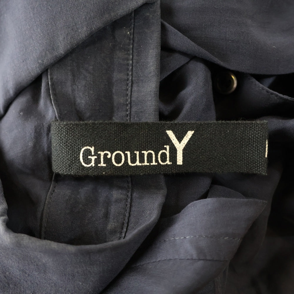 Ground Y(グラウンドワイ) SAMPLE アシンメトリーカットオフ加工 長袖シャツ ネイビー GD- B01-205