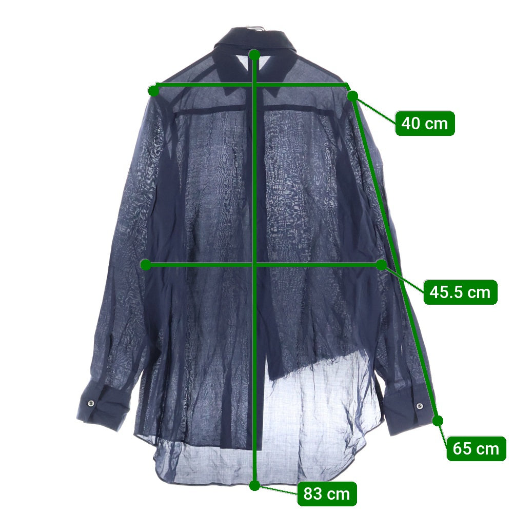 Ground Y(グラウンドワイ) SAMPLE アシンメトリーカットオフ加工 長袖シャツ ネイビー GD- B01-205