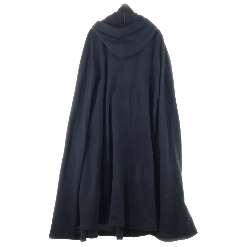 Ground Y(グラウンドワイ) ウール混 ジップアップフーデッド ロングポンチョ ブラック GV-C01-103