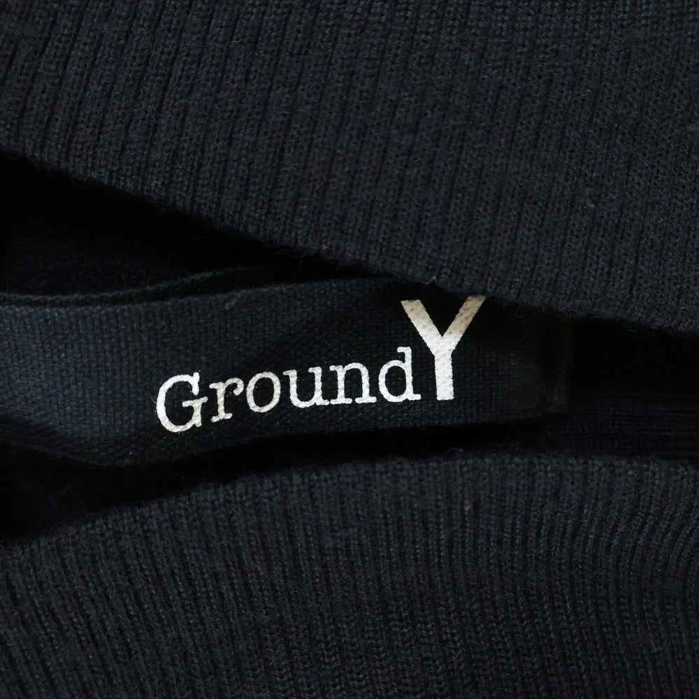 Ground Y(グラウンドワイ) ウール混 ジップアップフーデッド ロングポンチョ ブラック GV-C01-103