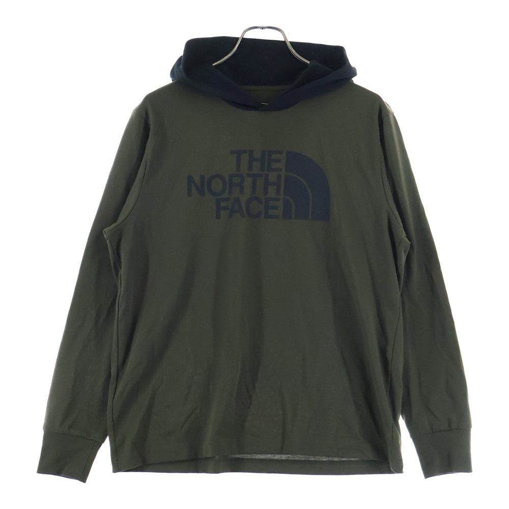 THE NORTH FACE(ザノースフェイス) BIG LOGO HOOTEE フーティー 胸ロゴデザイン フーデッド 長袖Tシャツ カーキ NT82385